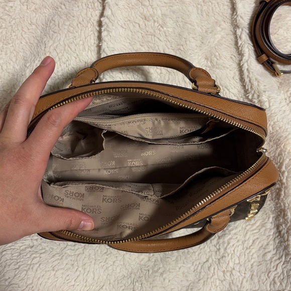 Michael Kors Brown and Tan Studded Satchel - Picture 3 of 6